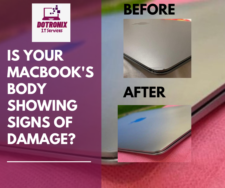 Before and After Restoration of a Damaged MacBook Body